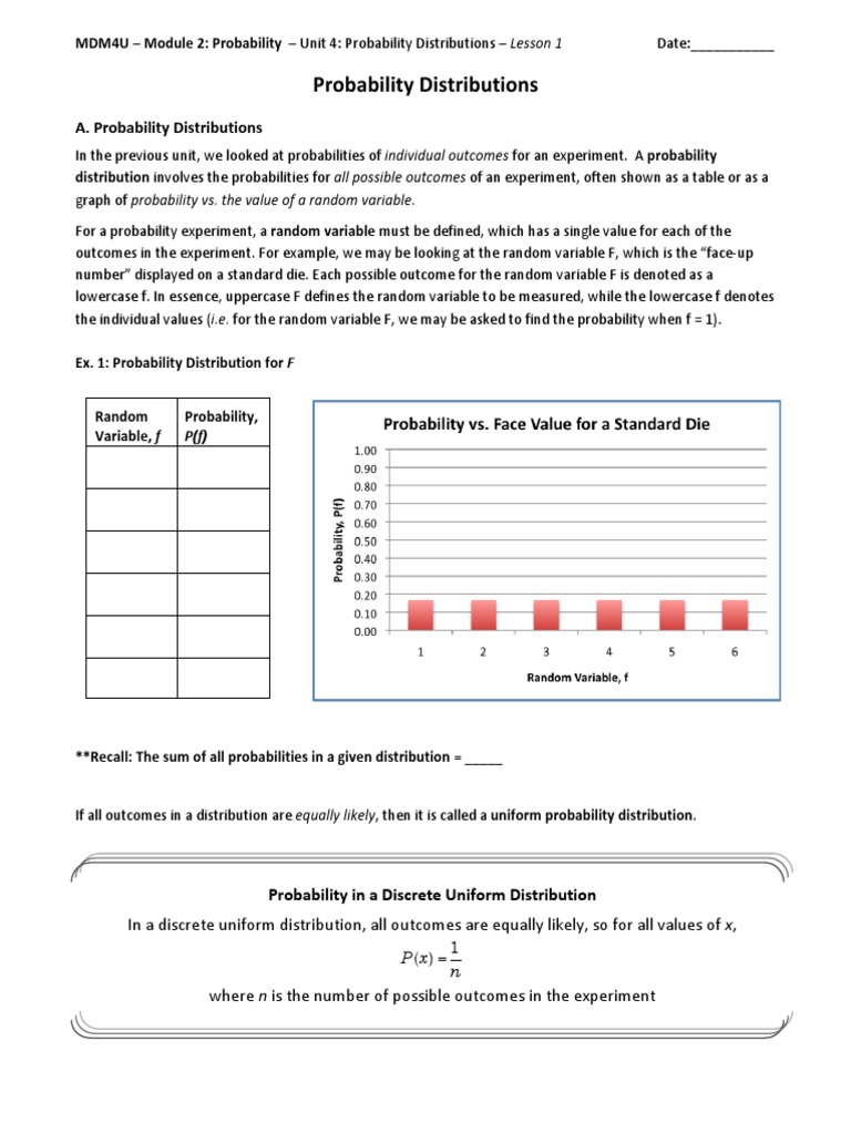 4 1 Uniform Probability Distributions Pdf Probability