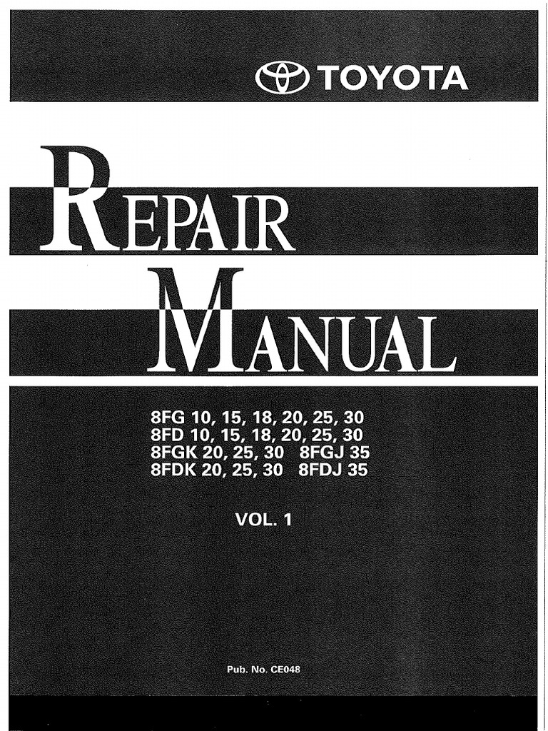 Toyota 8FG/8FD Forklift Service Manual | PDF | Screw | Manual