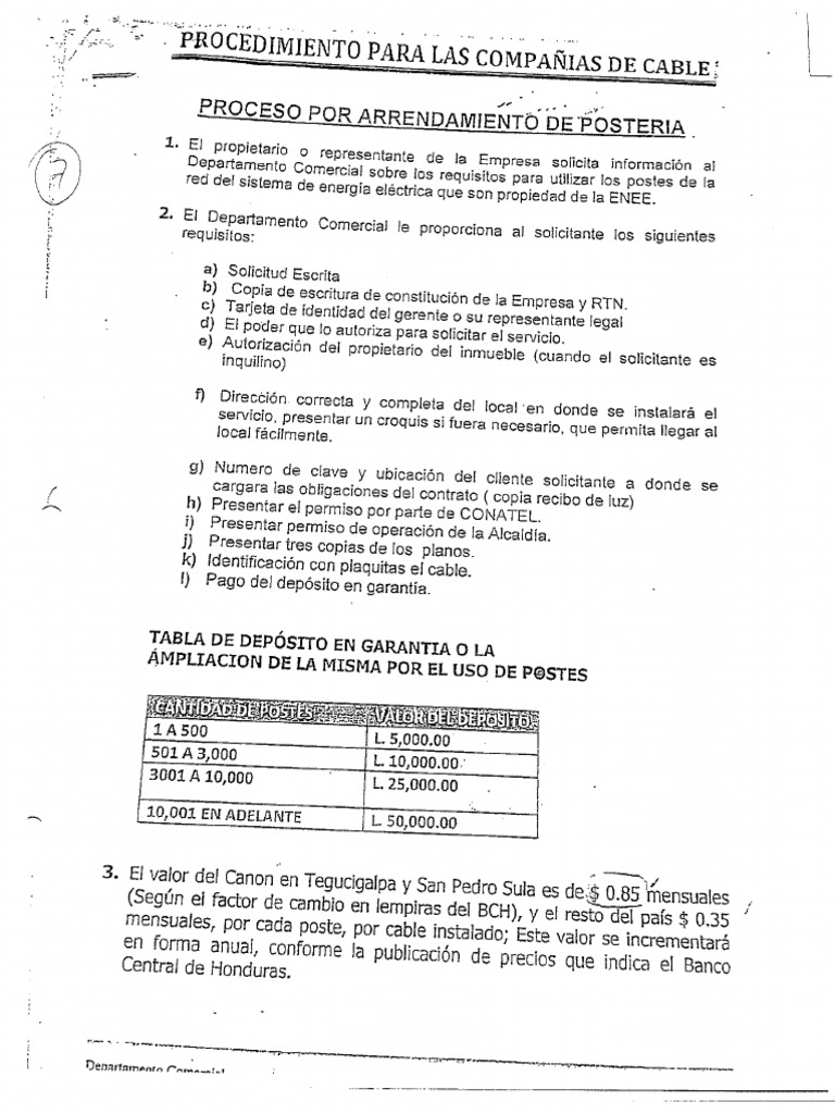 Procedimiento Arrendamiento de Posteria | PDF