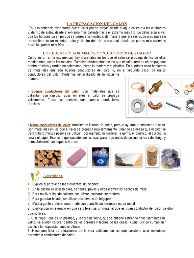 Buenos y Malos Conductores de Calor | PDF | Aislamiento térmico | Calor