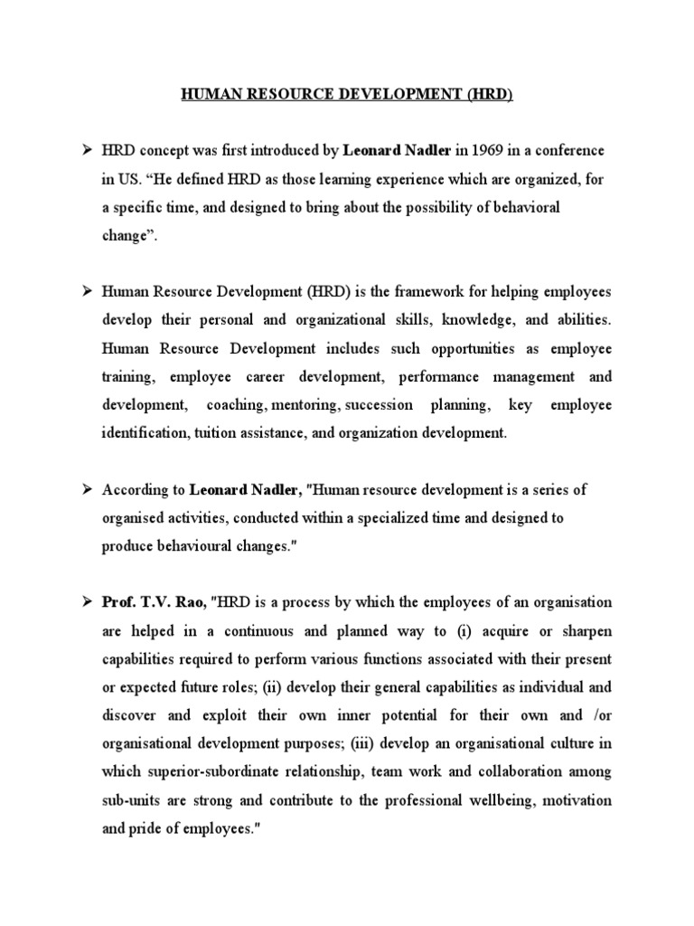 Human Resource Development PDF Human Resources Team Building