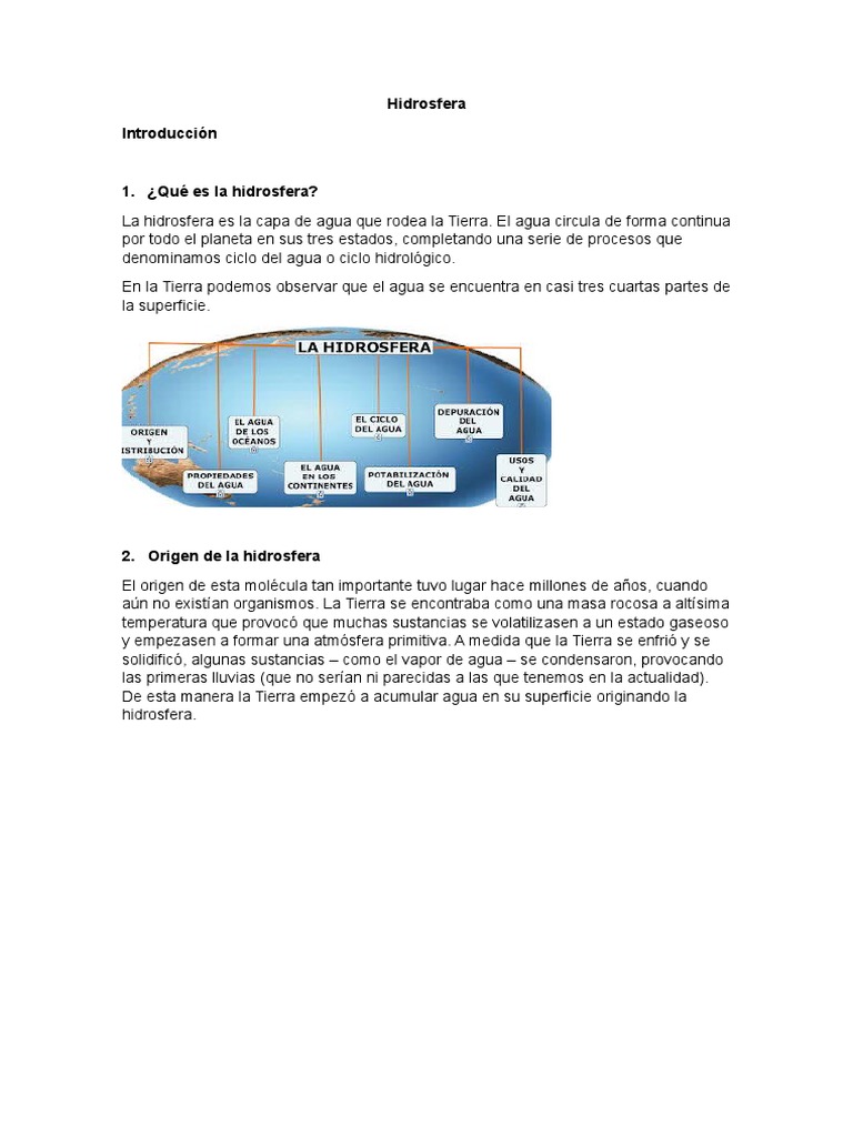 Composición y funciones de la hidrosfera | PDF | Agua | El ciclo del agua