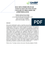 Projeto Multidisciplinar Pedagogia UNIBF A IMPORTÂNCIA DAS TECNOLOGIAS EDUCACIONAIS NO PROCESSO DE APRENDIZAGEM