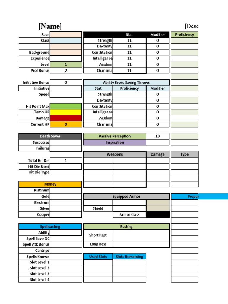 5E Character Spreadsheet | PDF | Supernatural
