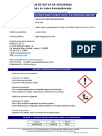 Hoja de Datos de Seguridad Sulfato de Cobre Pentahidratado.: Cas No: Sinónimos Comunes: Fórmula Química