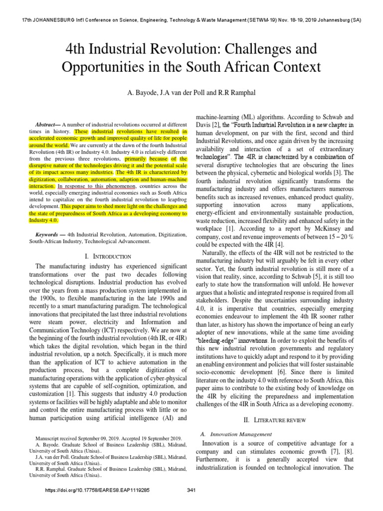 4th Industrial Revolution Challenges and Opportunities in The South ...