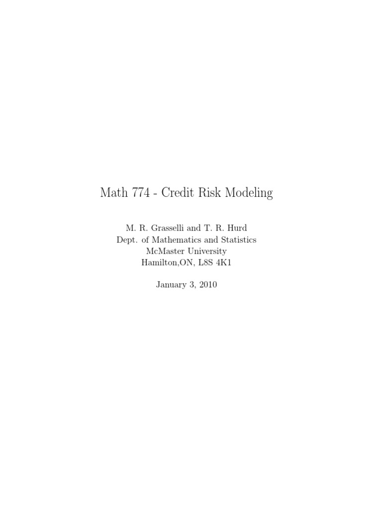 Credit Risk Modeling Pdf Bonds Finance Credit Default Swap