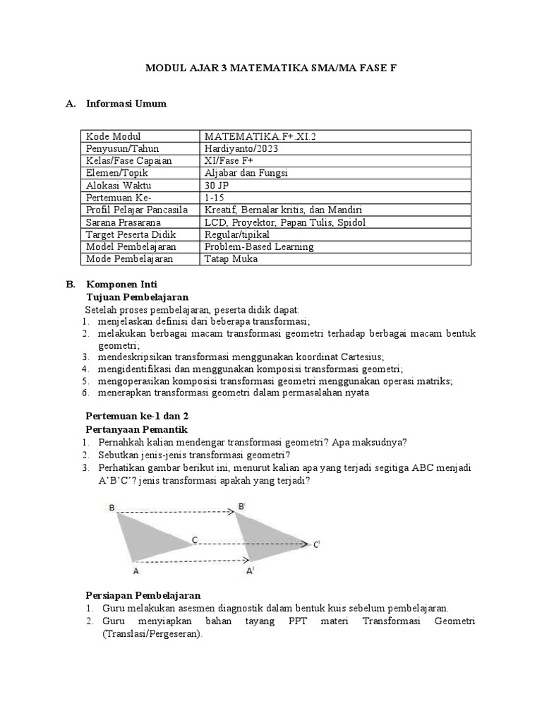 Modul Ajar 3 Matematika Sma Fase F+ | PDF