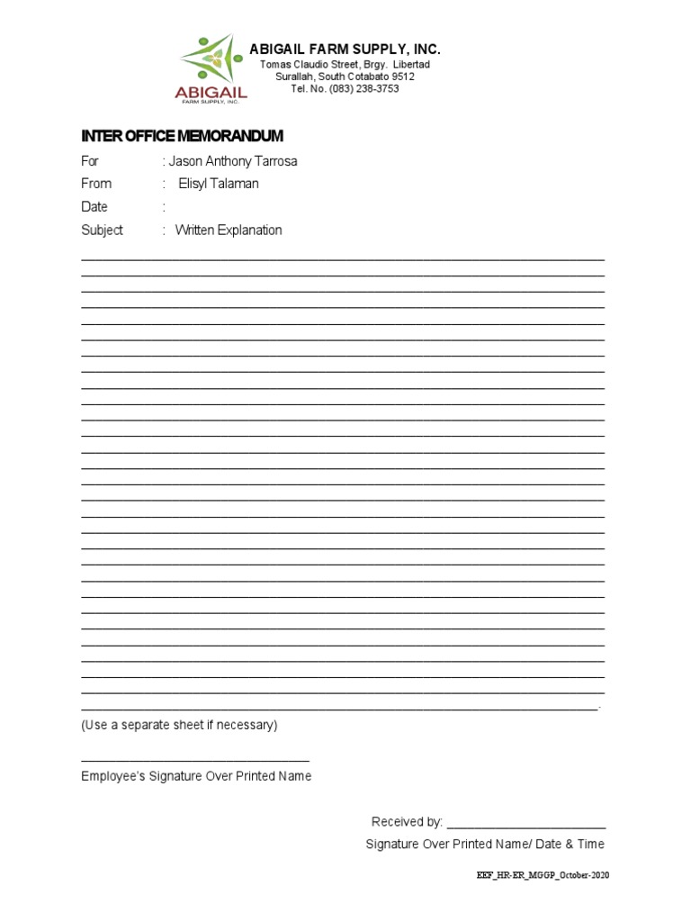 File 3 Employee's Explanation Form Afsi PDF