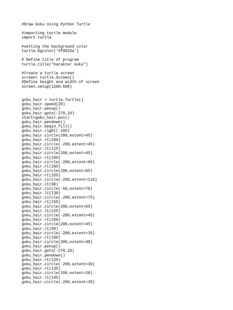 Draw Goku with Python Turtle | PDF | Typefaces | Typography
