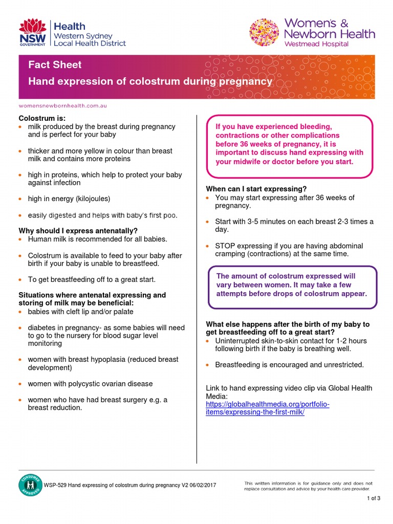 Hand expressing colostrum during pregnancy V2 changed to 36 wks PDF
