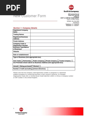 New Customer Form