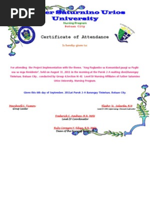 Certificate of Attendance