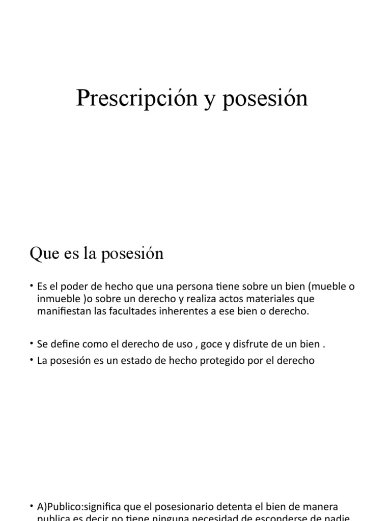 Prescripción y Posesión | PDF | Posesión (Ley) | Derecho Civil (Common Law)