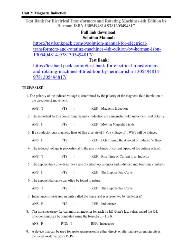 Electrical Transformers and Rotating Machines 4th Edition by Herman