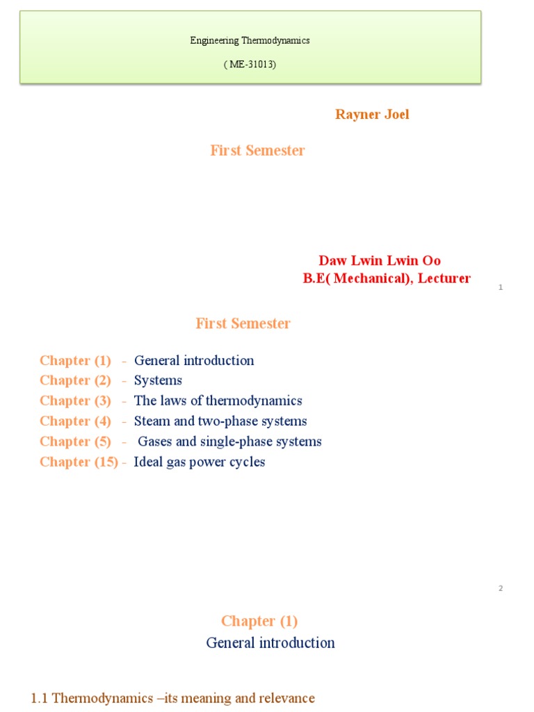 Thermodynamics Chapter 1 Pdf Watt Heat
