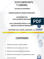 Generalidades Del Derecho Mercantil y Fuentes en Honduras