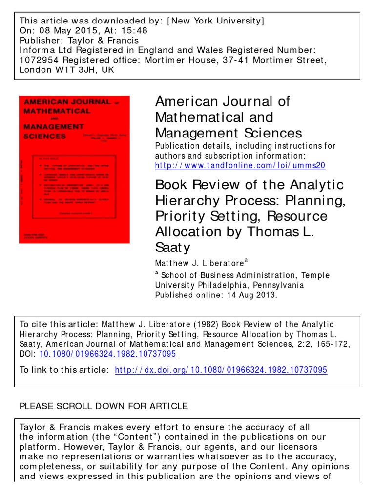 REF. 6 T.L. Saaty the Analytic Hierarchy Process Planning Priority