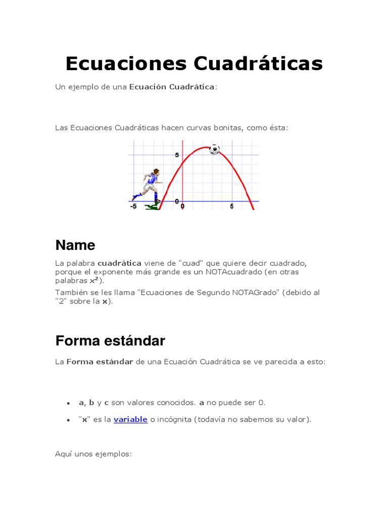 Ecuaciones Cuadráticas: Forma Estándar y Ejemplos | PDF | Ecuación ...