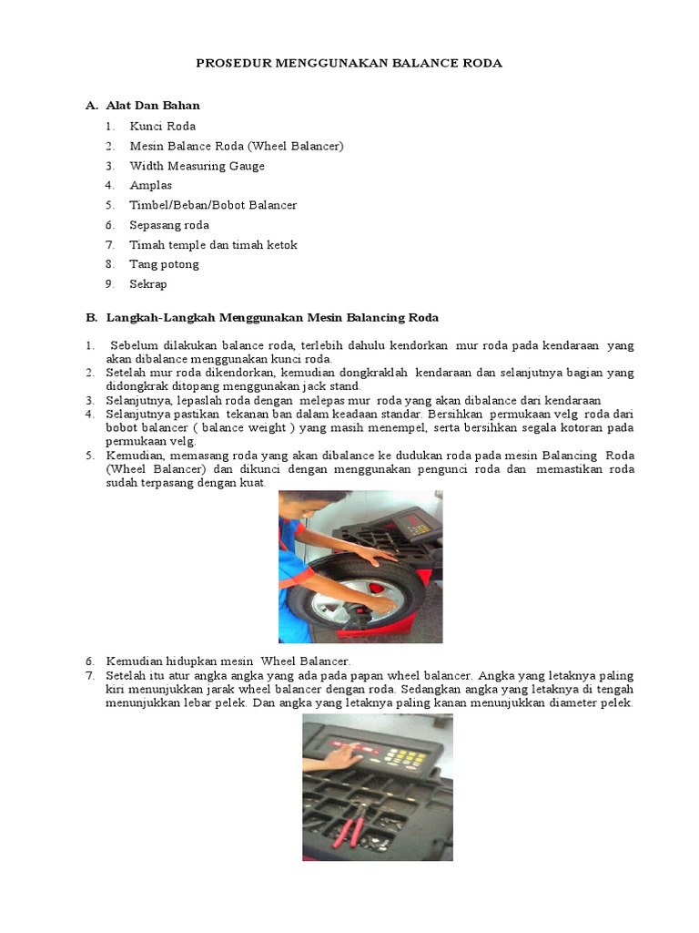 Prosedur Balancing Roda Mobil | PDF