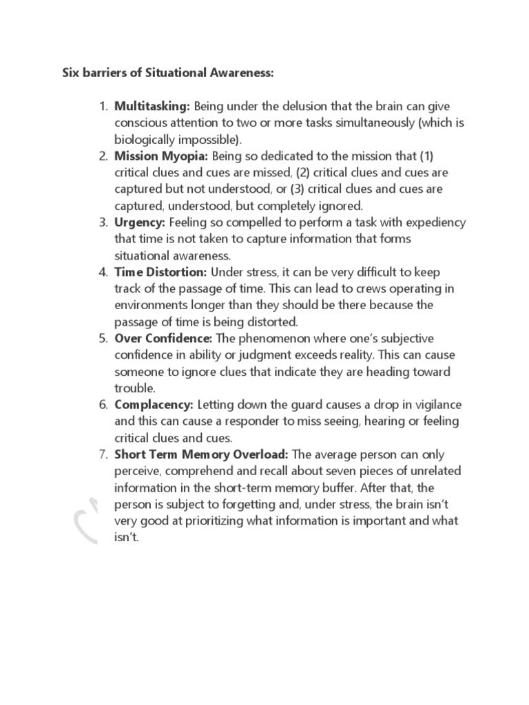 Barriers of Situational Awareness PDF