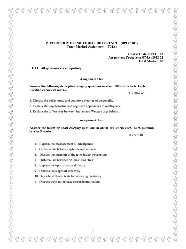 BPCC 103: Individual Differences in Psychology | PDF | Intelligence ...