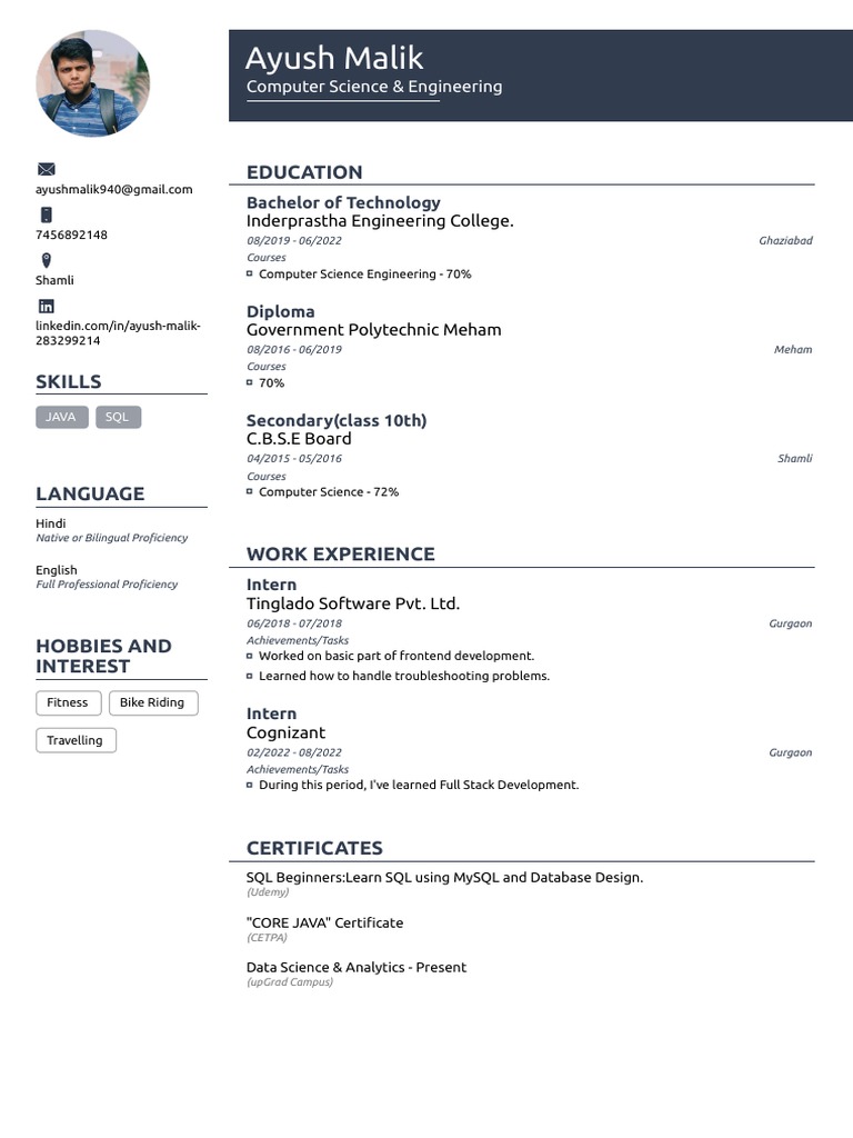 Ayush Malik: Computer Science Profile | PDF