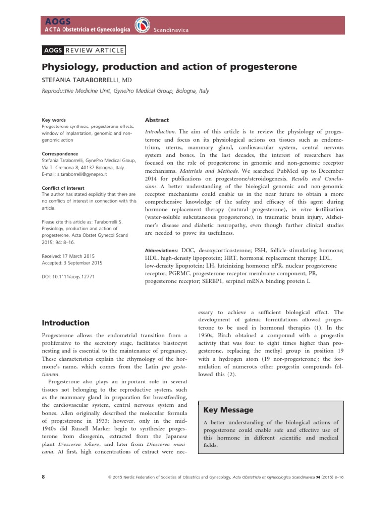 Progesterone Physiology and Action | PDF | Progesterone | Luteinizing ...