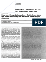 Sexe Genétic: Práctica Actual I Limitacions Del Seu Ús Com A "Screening" de Feminitat en Eis Jocs Olímpics