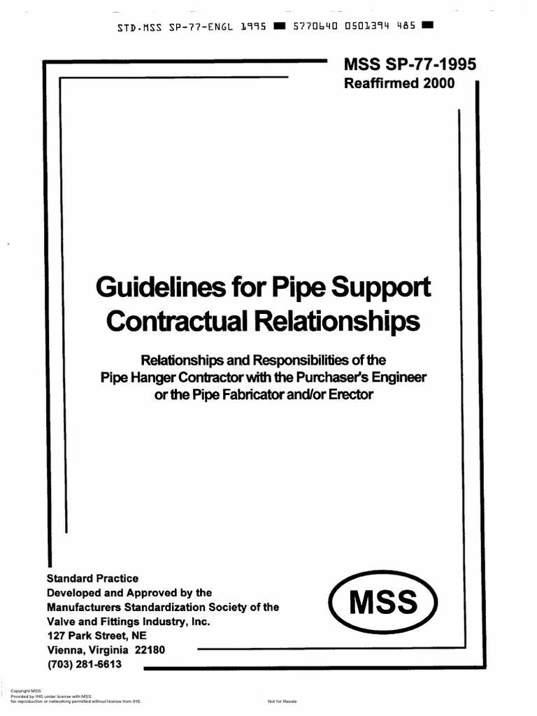 (MSS SP-77) Contractural Relation (1995) | PDF | Pipe (Fluid Conveyance ...