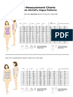 Body Measurement Charts Butterick McCalls Vogue Patterns