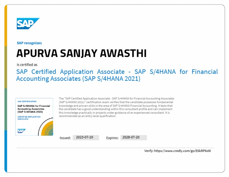 SAP S/4HANA Financial Accounting Certification | PDF