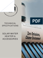 Technical Specifications Solar Water Heater Accessories