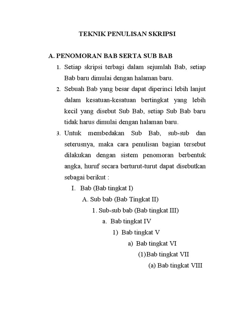 Panduan Penulisan Bab dan Sub Bab Skripsi | PDF