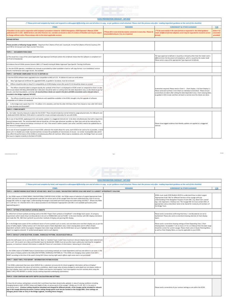 ECDIS Checklist 0922 | Download Free PDF | Global Positioning System ...
