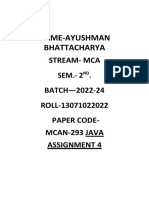 Ayushman Bhattcharya - MCAN - 293 - Java Assignment4