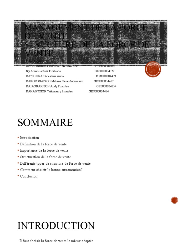 Gestion et Structuration de la Force de Vente | PDF | Sodles | Business