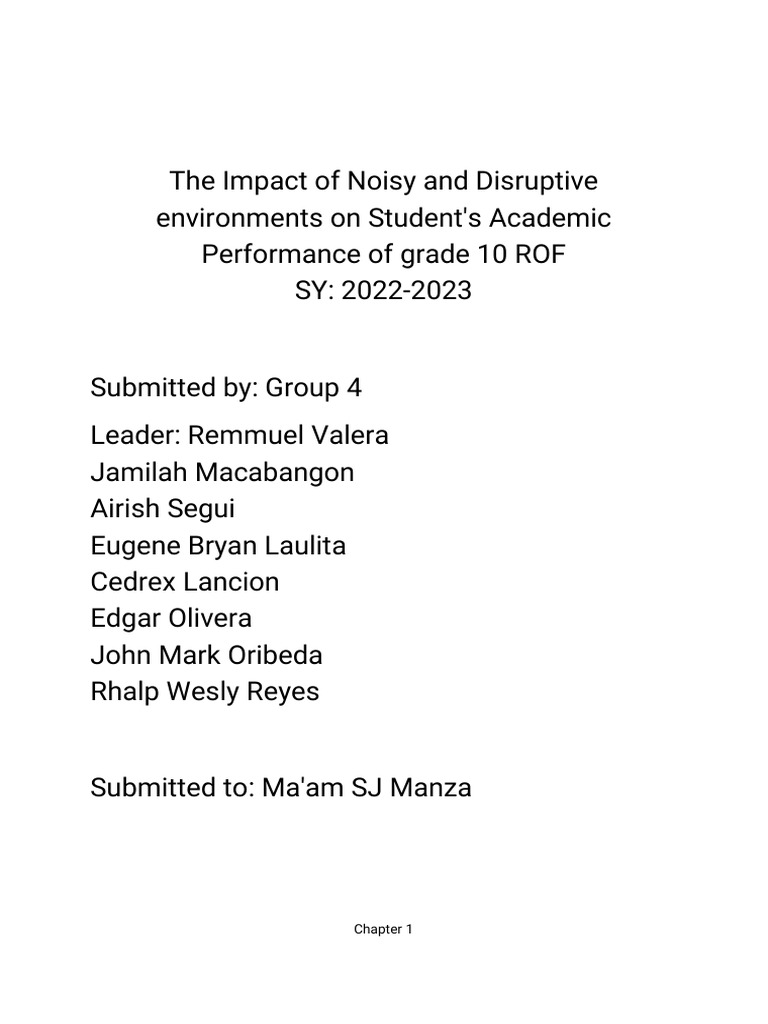 Effects of Noise on Grade 10 Students | PDF | Quantitative Research ...