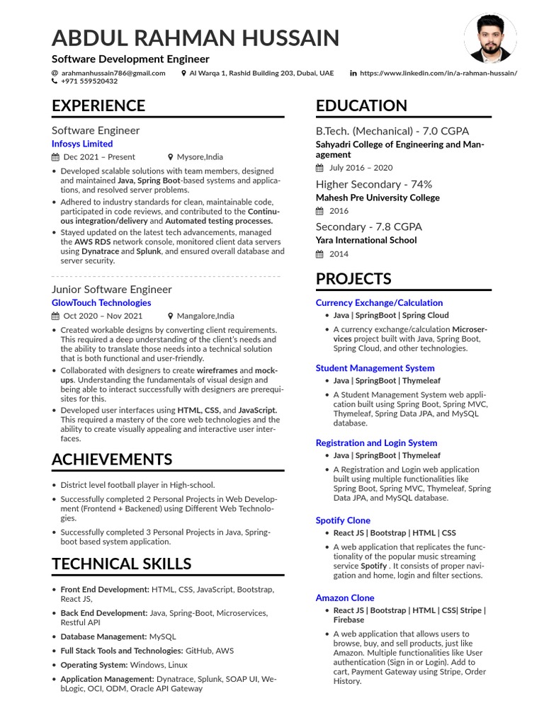 Abdul Rahman Hussain: Software Engineer | PDF | Spring Framework | My Sql