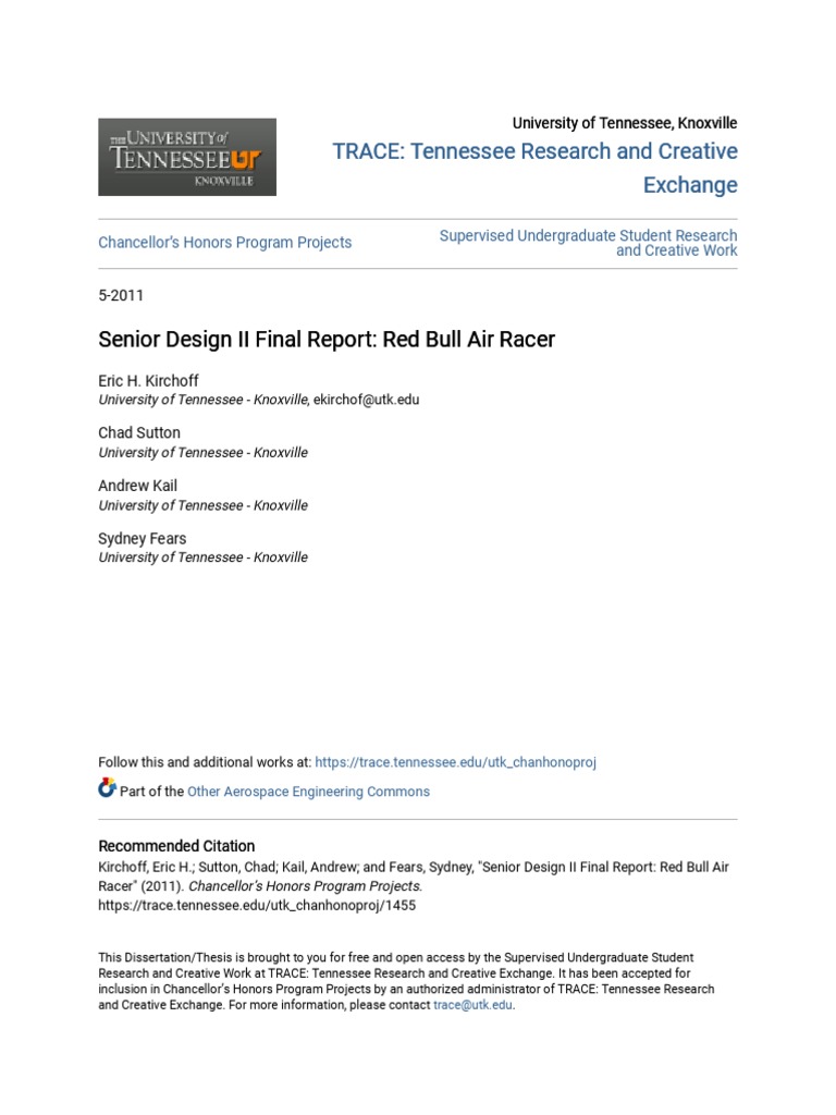 Red Bull Air Racer Design Report | PDF | Internal Combustion Engine ...
