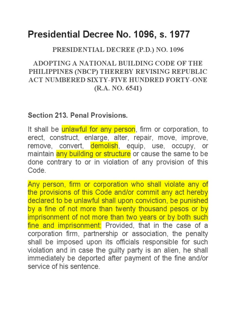 Presidential decree no 1096 pdf