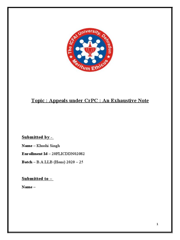 Topic Appeals Under CRPC An Exhaustive Note Submitted by Download