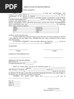 Deed of Sale of Motor Vehicle