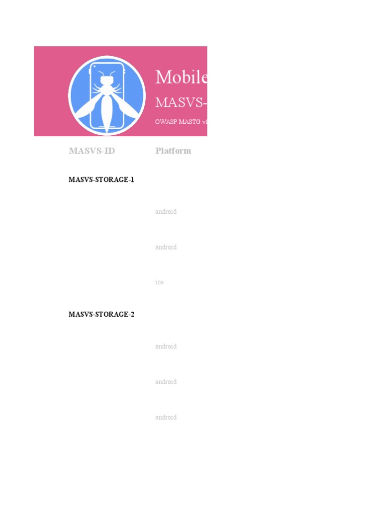Owasp mas checklist pdf ios android operating system 