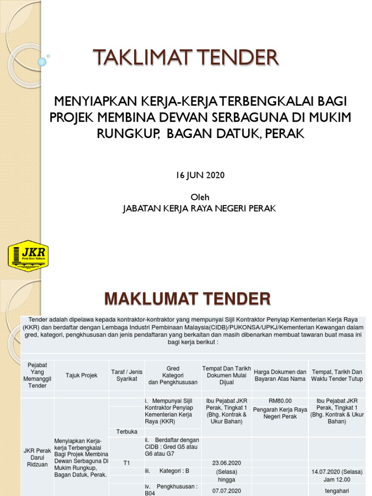 Taklimat Tender Hopt1 | PDF