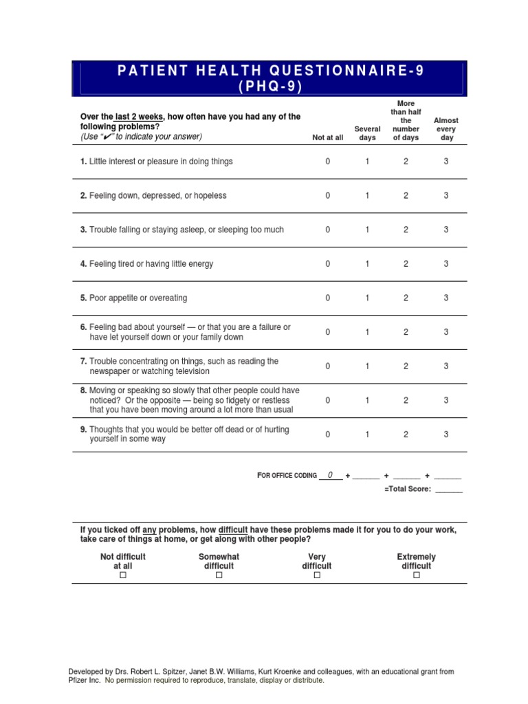 Phq9 And Gad7 Pdf Printable Template Free
