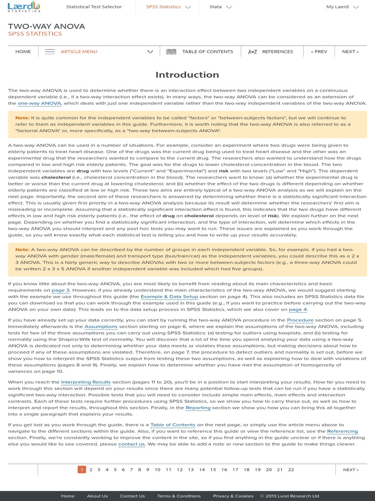 Two-Way ANOVA in SPSS Statistics Laerd Statistics Premium | PDF ...