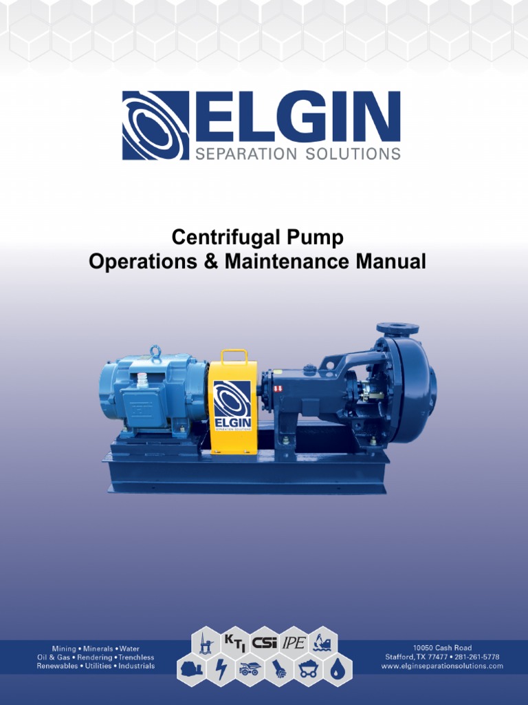 Elgin Centrifugal Pump Manual 052018 PDF Pump Bearing (Mechanical)