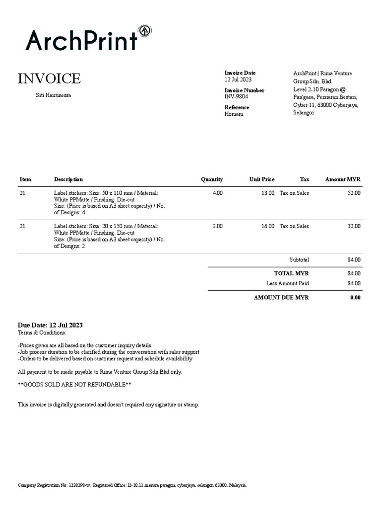 Invoice INV-9804 | PDF | Invoice | Business