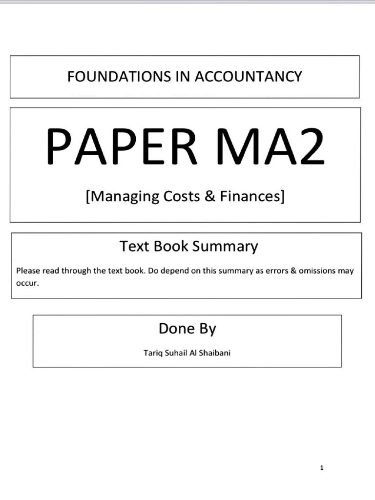 MA2 Summary | PDF
